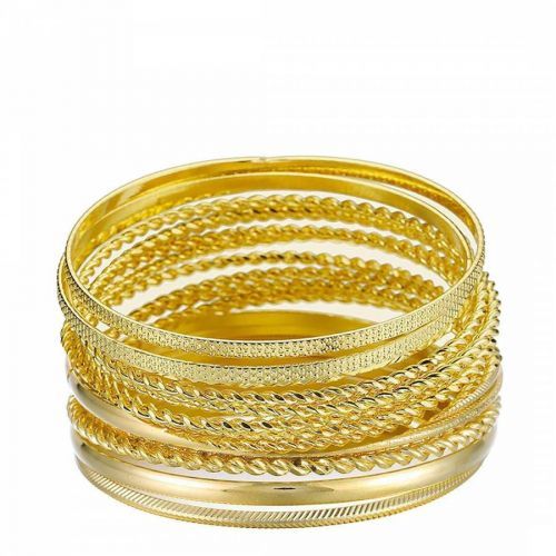 18K Gold Multi Bangle Set