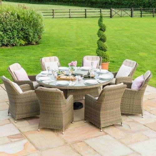 Winchester 8 Seat Round Ice Bucket Dining Set with Venice Chairs & Lazy Susan