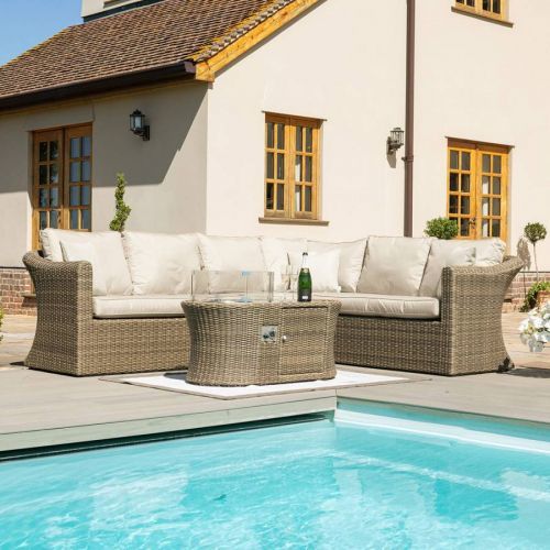 Winchester Large Corner Sofa Set with Fire Pit Table