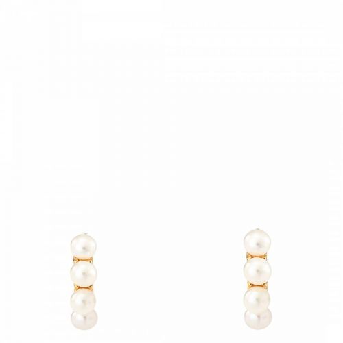 18ct Yellow Vermeil Small Timeless Pearl Hoops