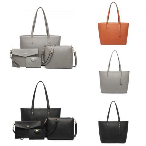 (Grey) Miss Lulu-LG6931 4 Piece Handbag Set