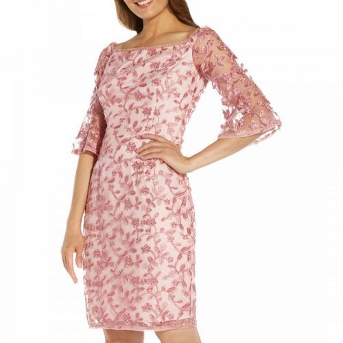 Pink Floral Embroidered Dress