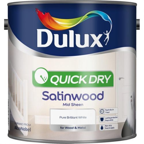 Dulux Quick Dry Satinwood Paint 2.5L - Pure Brilliant White