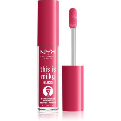 NYX Professional Makeup This is Milky Gloss Milkshakes Hydrating Lip Gloss with Fragrance Shade 10 Strawberry Horchata 4 ml