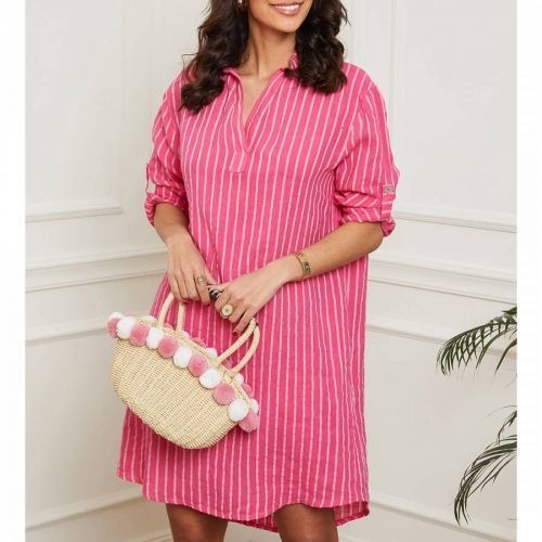 Pink Stripe Linen Mini Dress