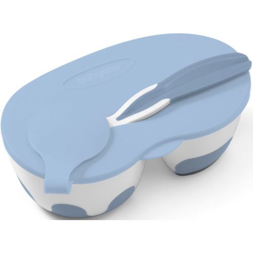 BabyOno Be Active Two-chamber Bowl with Spoon dinnerware set for babies Blue