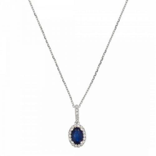 Silver/Blue Sapphire Pendant Necklace