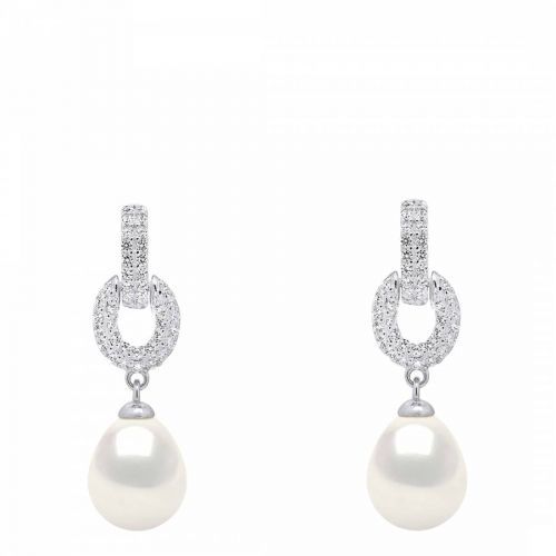 Silver/White Cultured Freshwater Pearl Earrings