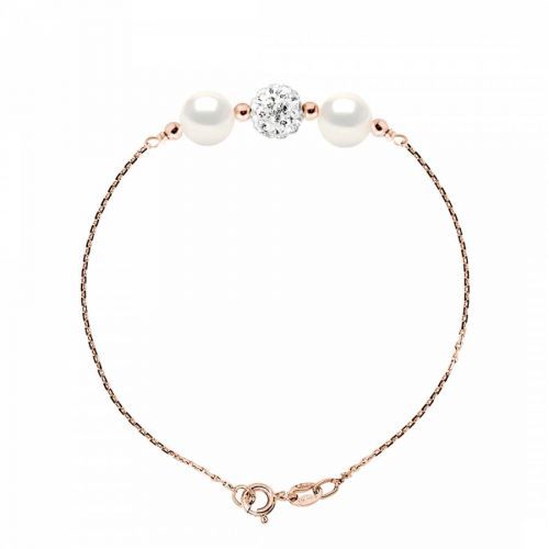 Silver/White Real Cultured Freshwater Pearl Bracelet