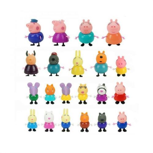 (25pcs/set) 25Pcs Peppa Pig Family Friends Emily Rebecca Suzy Action Figures Toys Xmas Gift