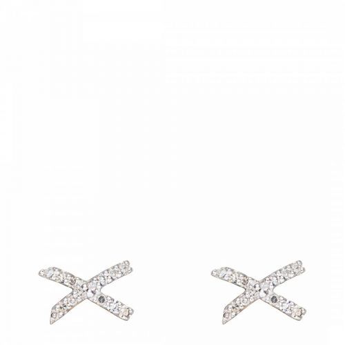 Gold Diamond Embellished Cross Stud Earrings