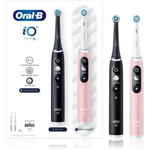 Oral B iO Series 6 Duo Intelligent Cleansing Brush for Teeth Black & Pink Sand
