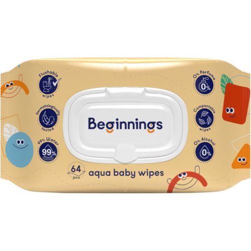 Beginnings Aqua Baby Wipes Baby Wipes 64 pc