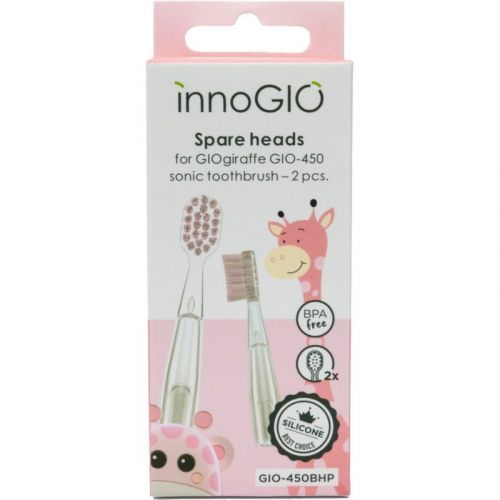 innoGIO GIOGiraffe Spare Heads for Sonic Toothbrush Replacement Heads for Battery-Operated Sonic Toothbrush for Kids Pink 2 pc