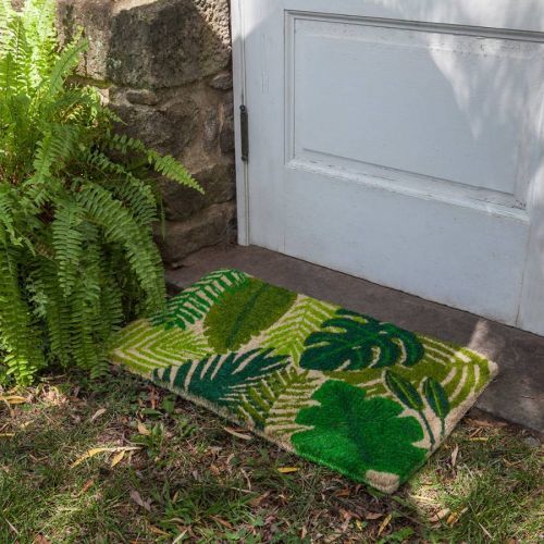 Tropical Leaves Non Slip Coir Doormat