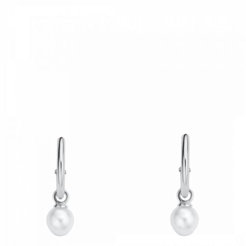 Sterling Silver Plated Faux Pearl Drop Earrings with Swarovski Crystals