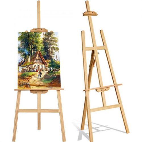 1.5M/59inch Studio Easel Wooden A-Frame Folding Pine Wood Artist Art Craft Adjustable Display Exhibition for Wedding Drawing Painting Holder