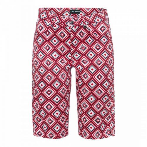 Red Printed Bermuda Stretch Shorts