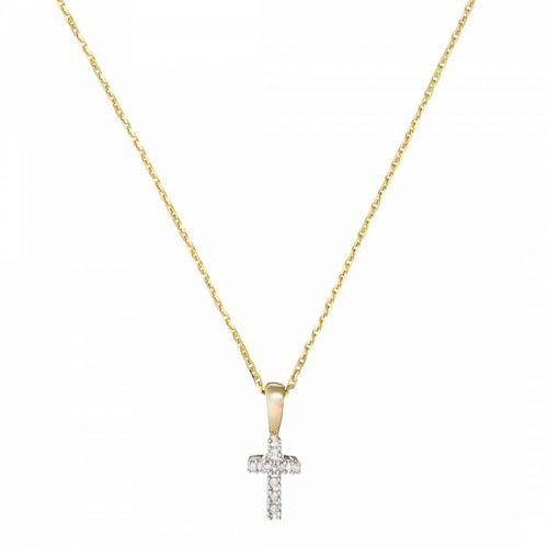 Gold Diamond Mini Cross Pendant Necklace