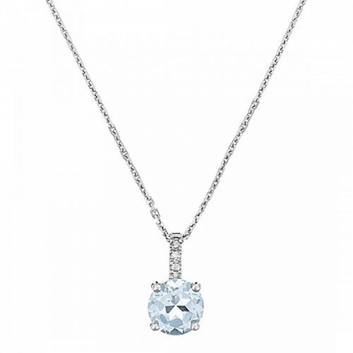 Silver Sapphire Blue Light Pendant Necklace