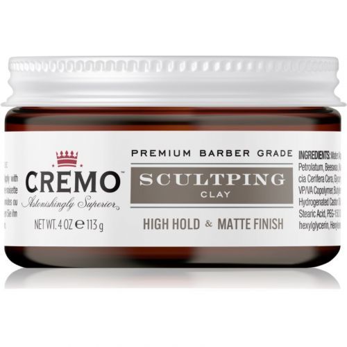 Cremo Hair Styling Sculpting Clay High Hold Styling Clay with Extra Strong Hold for Men 113 g