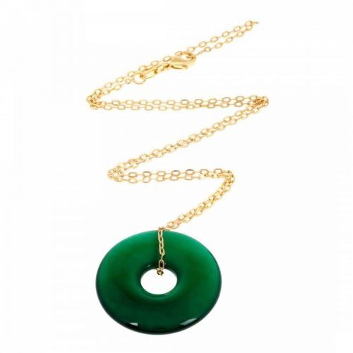 18K Gold Green Eternity Necklace