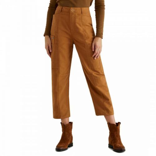 Beige Cropped Utility Trousers