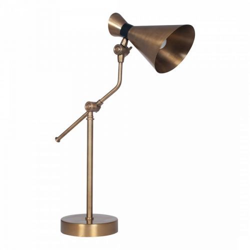Wendell Antique Brass Metal Conical Table Lamp