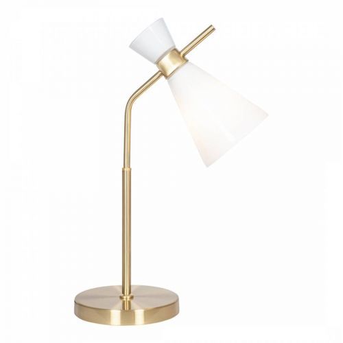 Monroe White Glass and Gold Metal Waisted Table Lamp