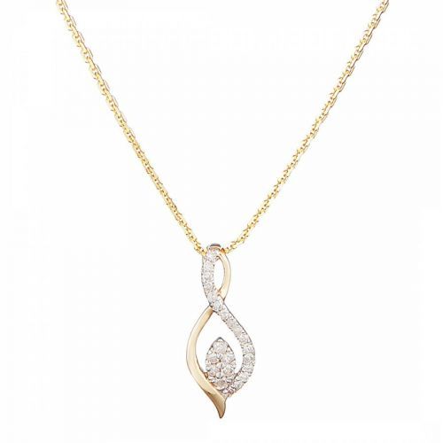 Gold Diamond Embellished Swirl Drop Necklace