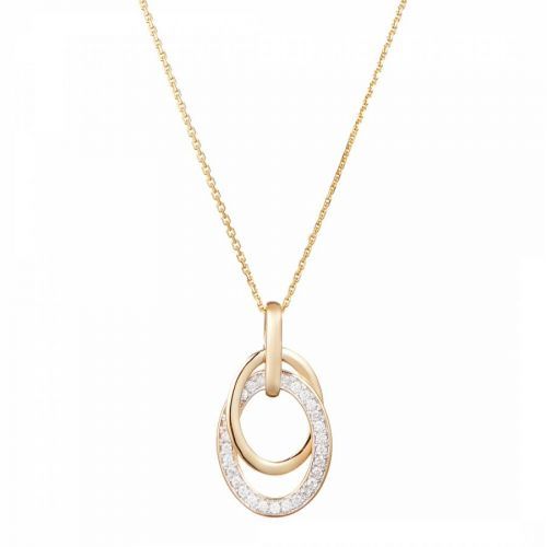 Gold Diamond Embellished Interlinked Hoop Pendant Necklace