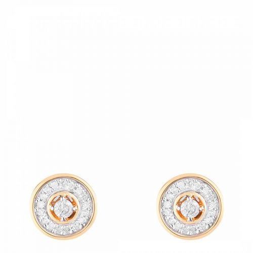 Gold Diamond Round Stud Earrings