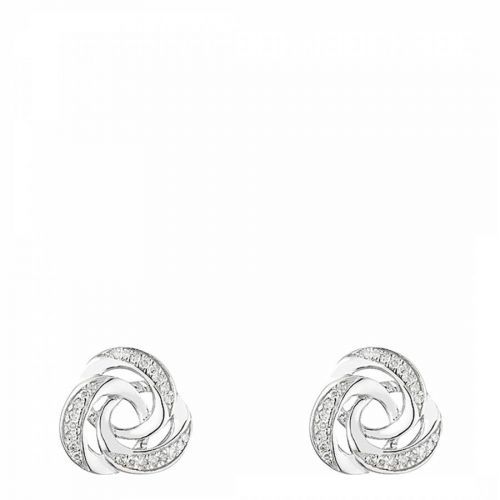 Silver Diamond Swirl Stud Earrings