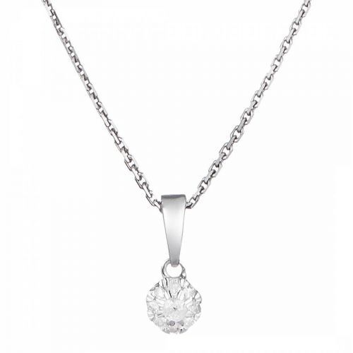 Silver Diamond Round Pendant Necklace