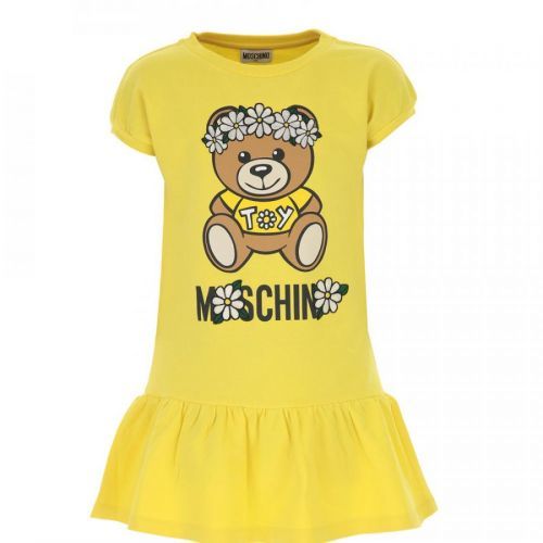 Moschino Girls Bear Print Dress Yellow