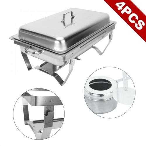 4 Pack Chafing Dish Sets Stainless Food Warmer Steel Catering 9L/8Q