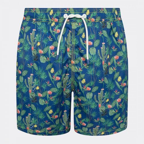 Blue Cactus Print Swim Shorts