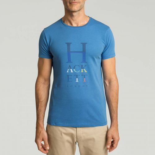 Blue Stacked Logo Cotton T-Shirt