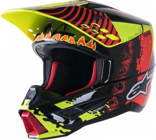 Alpinestars S-M5 Solar Flare Helmet Black/Red Fluorescent/Yellow Fluorescent/Glossy S Helmet