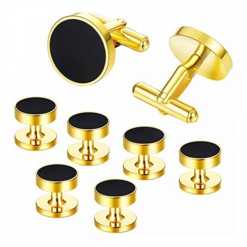 18K Gold Onyx Cufflink Set