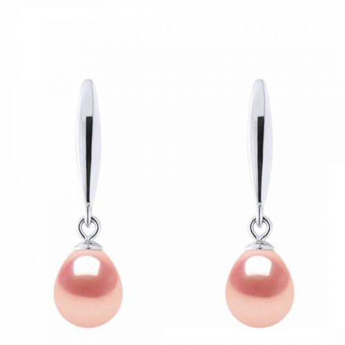 Silver/Pink Real Cultured Freshwater Pearl Earrings