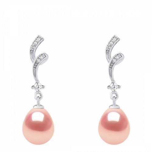 Silver/Pink Whirlpool Real Cultured Freshwater Pearl Earrings