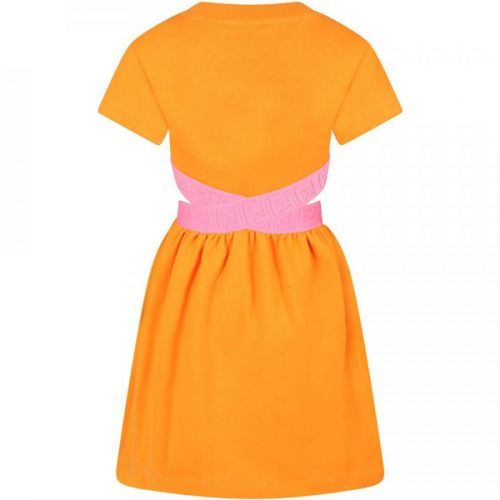 Fendi Girls FF Cut Out Dress Orange, 6Y / ORANGE