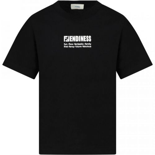 Fendi Unisex Kids Logo T-shirt Black, 10Y