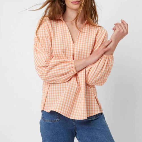 Clay Pink Gingham Cotton Blouse