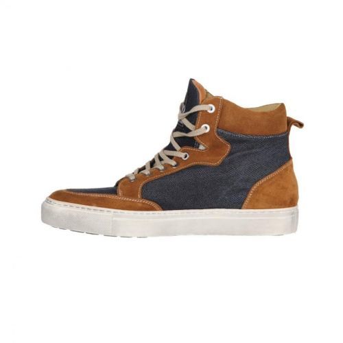 Helstons Maya Canvas Armalith Leather Gold Blue Shoes 36