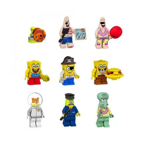9PCS SpongeBob Doll Set Minifigures Toys Fit Lego