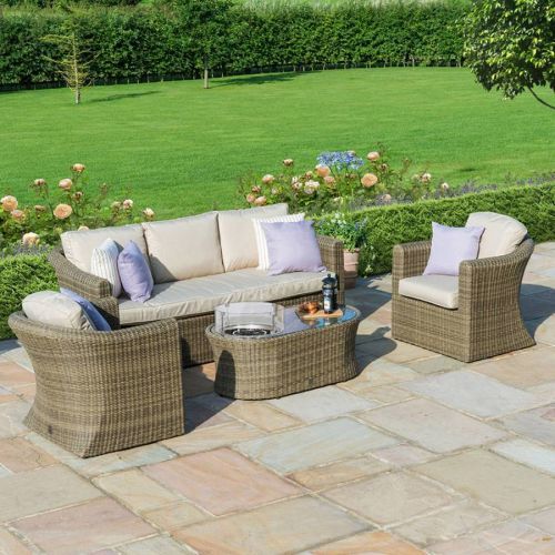 Winchester 3 Seat Sofa Set with Fire Pit Coffee Table