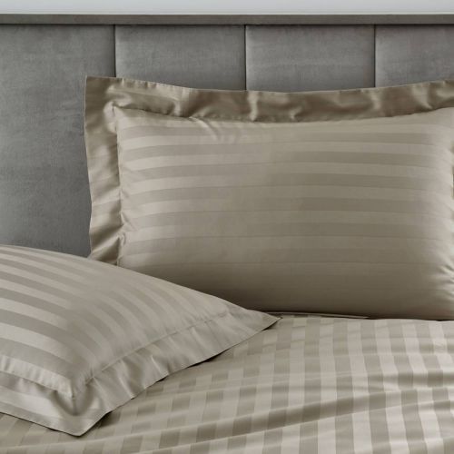 400TC Pair of Satin Strip Oxford Pillowcases Taupe