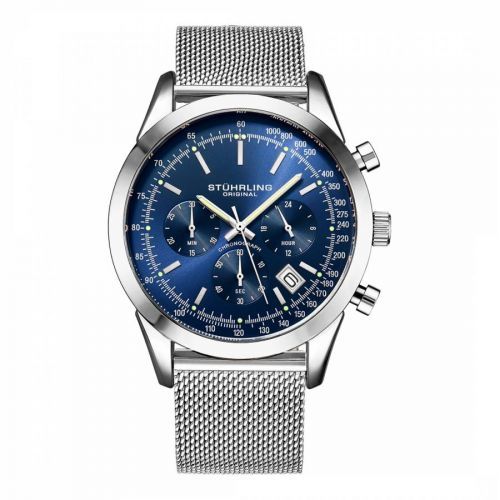 Men's Silver/Blue Dial Quartz Chronograph Date Watch